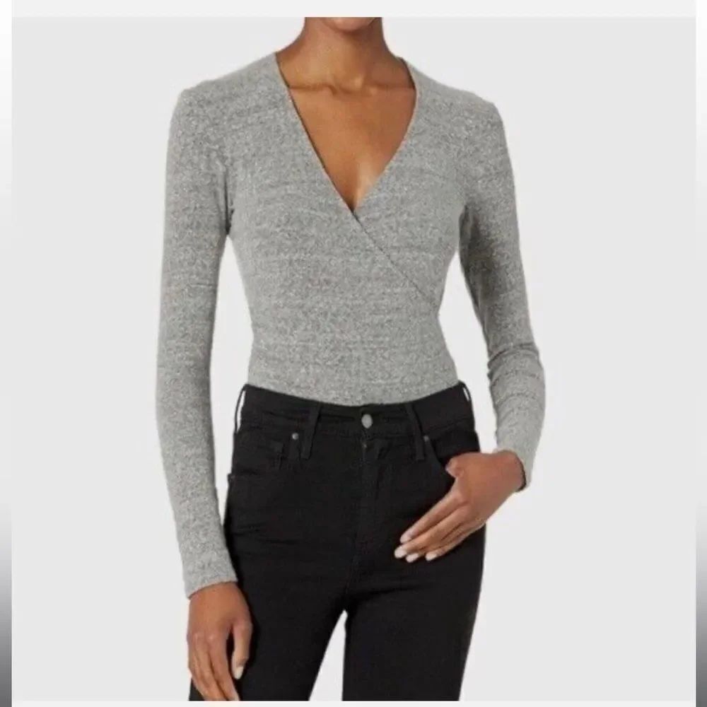 MADEWELL Wrap Thong Bodysuit Size M Gray Heather